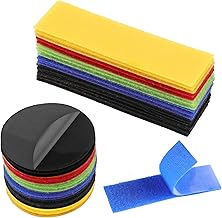 funvce Klettband Selbstklebend 24 Stück, Rund/Rechteck Klettverschluss zum Kleben, Bunt Industrie Doppelseitige Klebepads für filz, Kunststoff, Wände, Metall