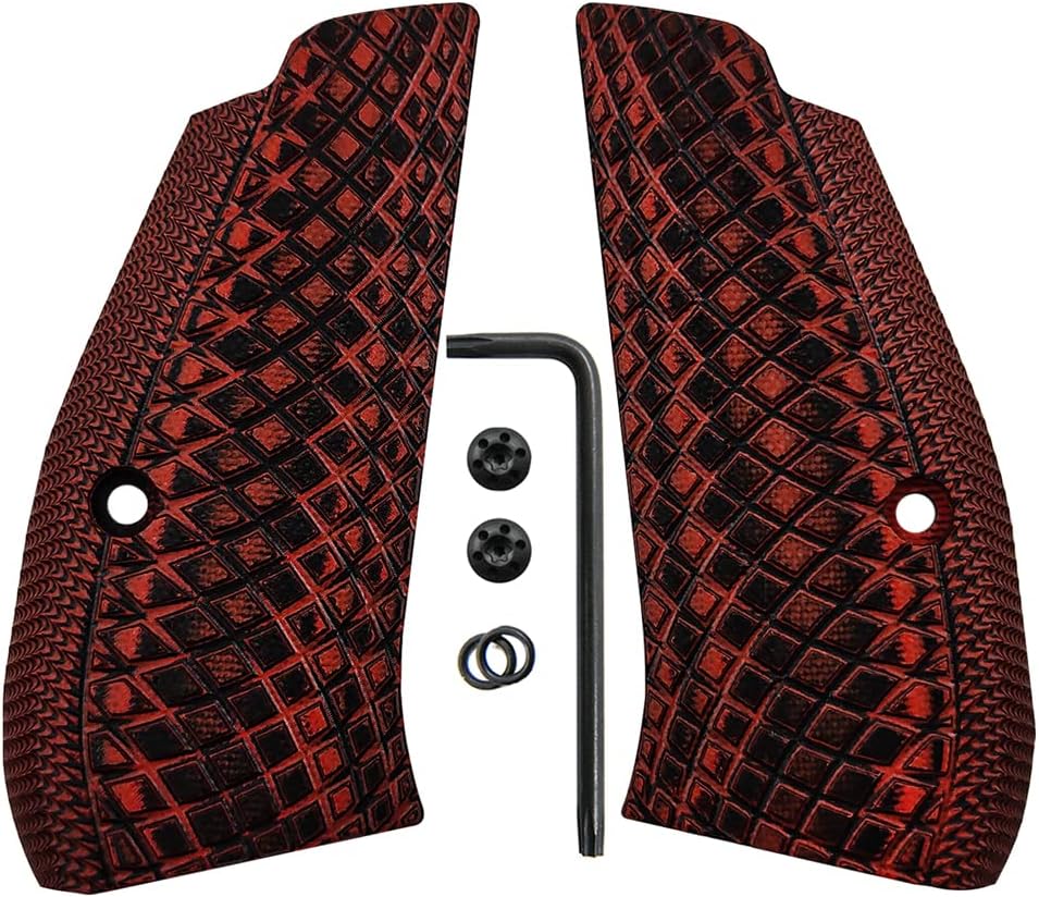 G10 Grips for CZ 75/85 Compact, CZ P-01, P100, C100, Tristar T100, CZ PCR, CZ 75 D, Black Gun Grips Screws Included, Aggressive Snake Scale Texture