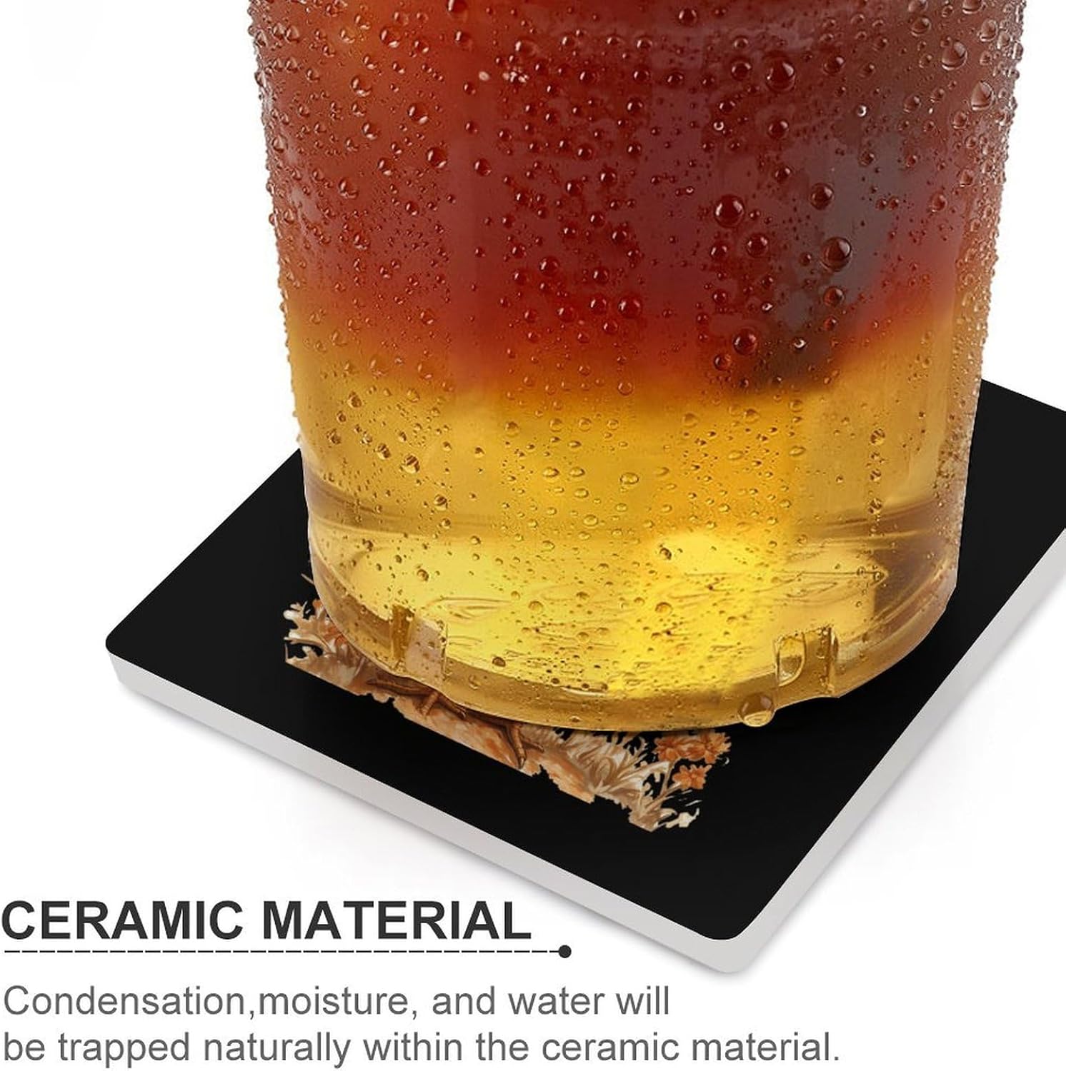 Western Raccoon Gun Rooster Coasters for Drinks Square Table Coasters Set Cup Mats with Cork Base