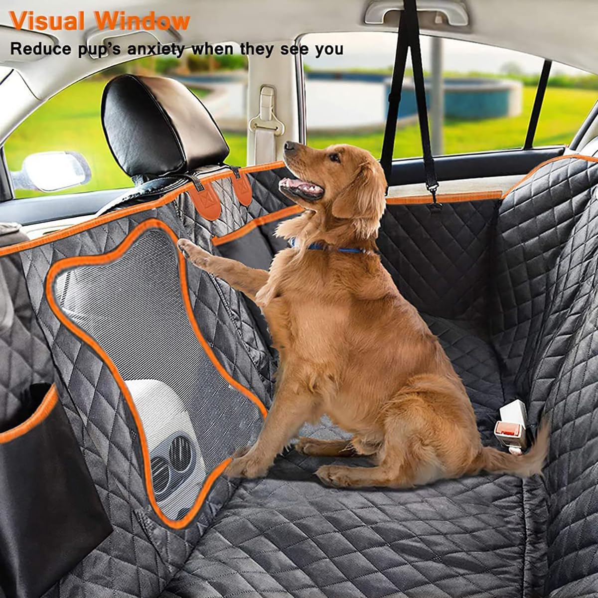 Hund Autositzschutz,für Hyundai Santa Fe (2019-2020),Hunde Rücksitzschutz wasserdicht Kratzfest rutschfest gegen Hundehaare Schlamm,B