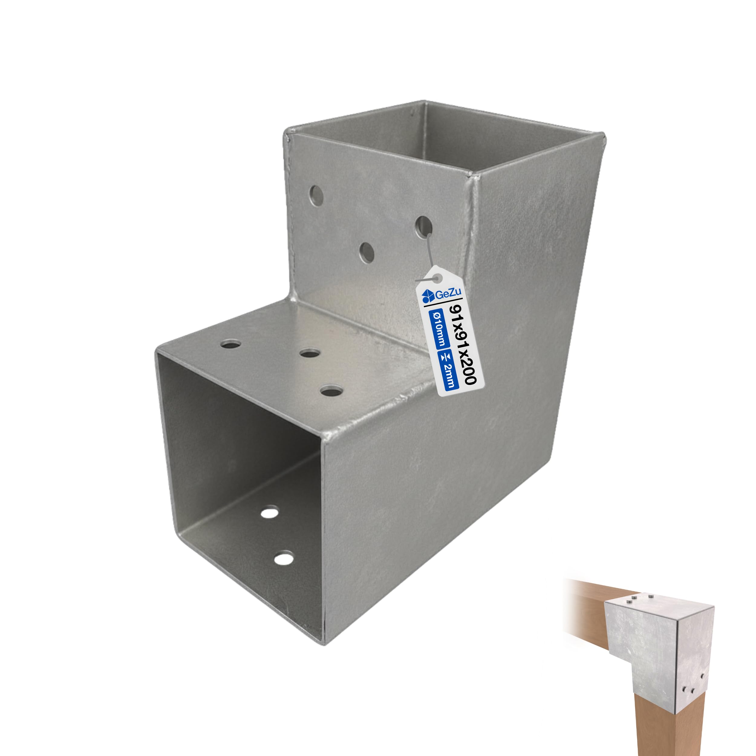 GeZu Impex Post Connector 91 x 91 mm Hot Dip Galvanised pergola Corner Pavilion Bracket
