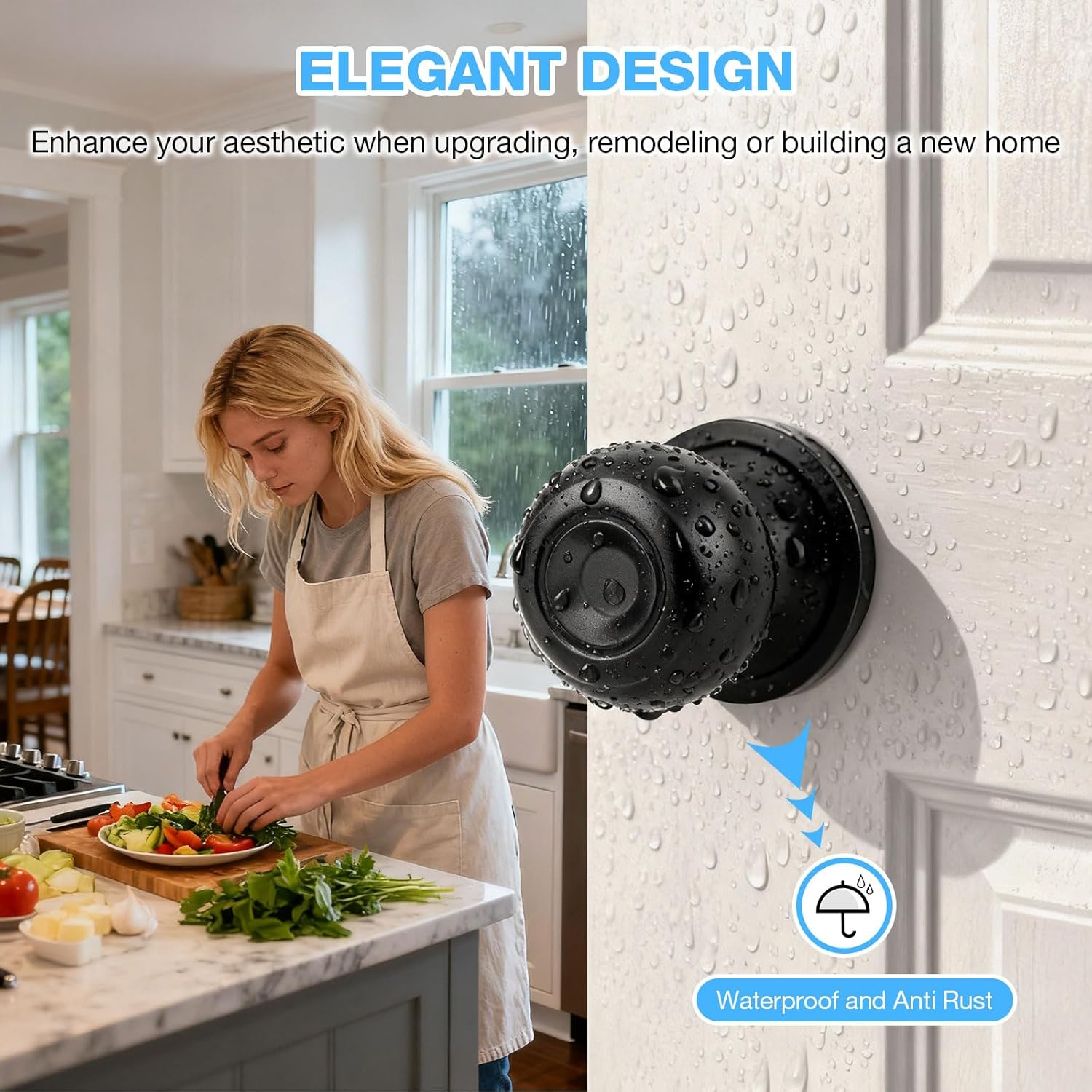 6 Pack Black Door Knobs Interior Passage Door Knobs Matte Black Closet Door Knob Interior Door Knob Passage Keyless Non-Locking Doorknob Flat Ball Doorknobs for Hallway Storeroom Pantry