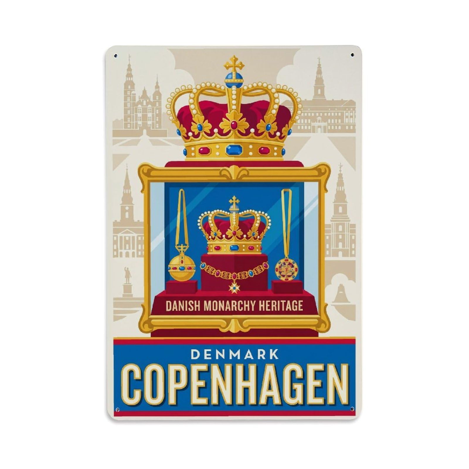 Este 8X12inch Style Vintage Travel Copenhagen Denmark Royal Metal Tin Sign