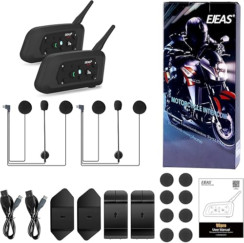 Miniatura 7 de EJEAS V6 Pro - Intercomunicador Bluetooth para casco de motocicleta, 2 vías de 3,937.0ft, impermeable, totalmente dúplex, inalámbrico, con llamadas