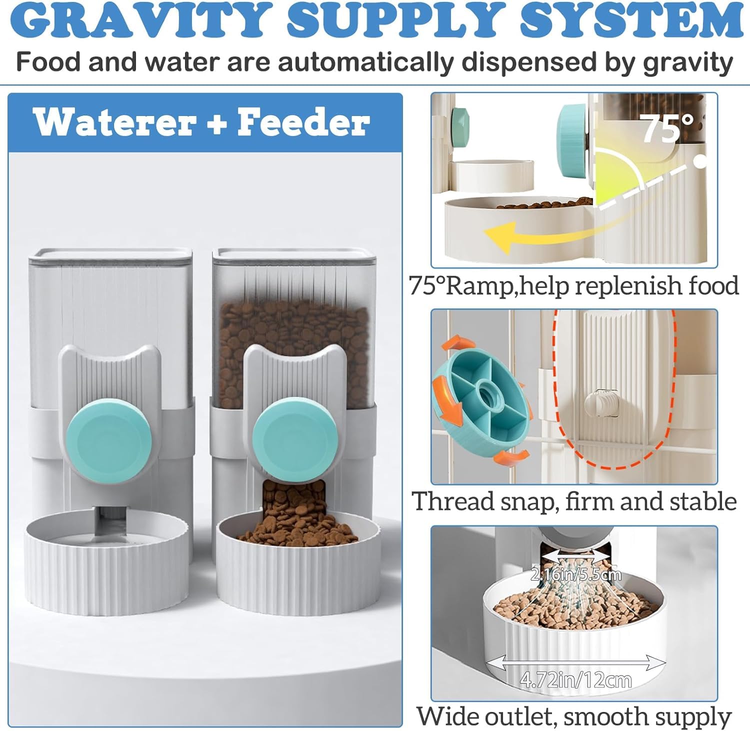 kathson Hängender automatischer Katzenfütterer und Wasserspender Hängender Kaninchenfutter- und Wasserspender für Käfig
