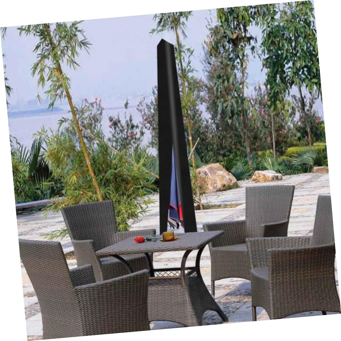 2pcs Patio Umbrella Cover Outdoor Parasol Protective Cover for Umbrellas and Lightweight Fits Black for Bad Weather Protection