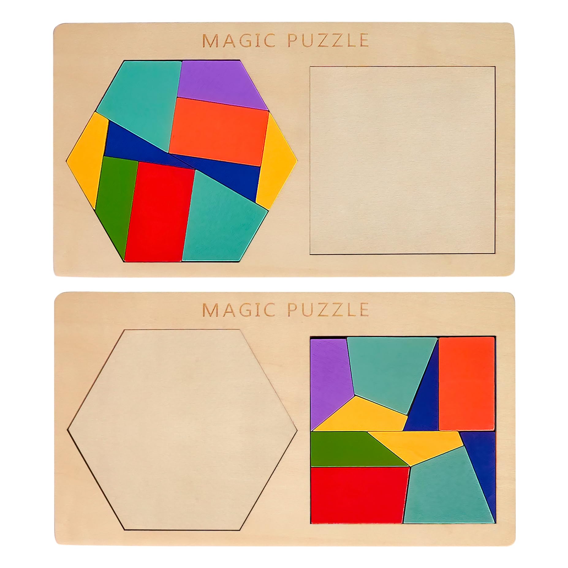 Amazon.com: KINGOU 2-in-1 Wooden Tangram Puzzle for Kids & Adults