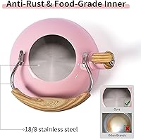 Vista 2 de LONFFERY Tea Kettle, 2.5 Quart Whistling Tea Kettle, Tea Pots for Stove Top Food Grade Stainless Steel with Wood Pattern Folding Handle - Pink