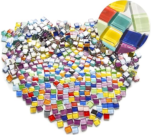 Miniatura 4 de ZWCT Azulejo de mosaico de vidrio cuadrado de 1.1 lb para manualidades, baño, cocina, decoración del hogar proyectos de arte DIY - naranja