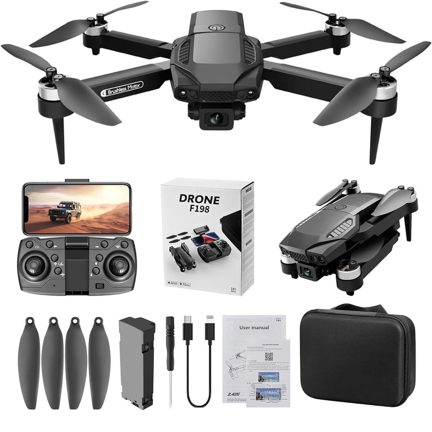 See full amazon price history chart for Amitasha F198 Drone with 4K 1080p HD Dual Camera Brushless Motor, One Click Takeoff/Landing 360° Flip Rolling Gesture Control Wi-Fi Camera RemoteControl Drone with Follow Me Function 2x1800mAh Battery Amitasha F198 Drone with 4K 1080p HD Dual Camera Brushless Motor, One Click Takeoff/Landing 360° Flip Rolling Gesture Control Wi-Fi Camera RemoteControl Drone with Follow Me Function 2x1800mAh Battery (B0DG8ZF3WL) Amazon Price History, Amazon Price Tracker