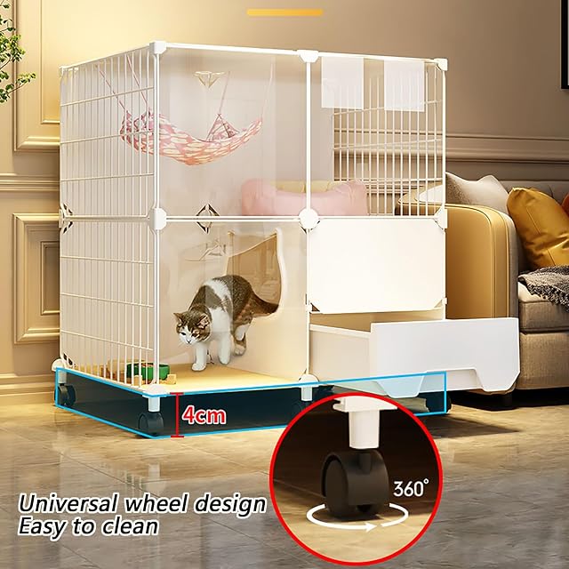 Foto 6 de 7 de Jaula para Gatos de Interior, recintos para Gatos con Rueda, Parque Infantil para Gatos, Cerca para Gatos
