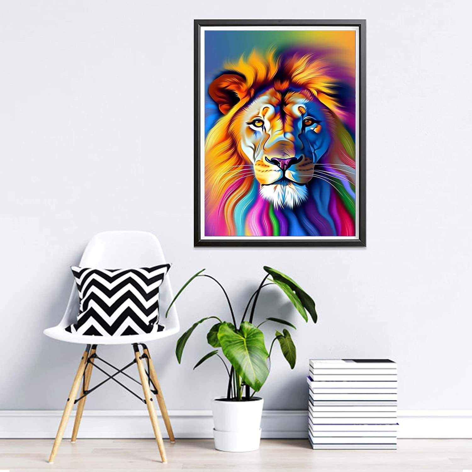 5D Diamond Painting Completo Kit, DIY Pittura Diamante kit Bambini, Animale Leone Diamond Painting Grandi Dimensioni con Perline Punto Croce kit Disegno, per Casa Parete Decorazione 30x90cm L-592