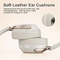 Vista 3 de LORELEI QC30 Auriculares híbridos con cancelación activa de ruido, Bluetooth inalámbrico sobre la oreja, piel proteica beige, control activo