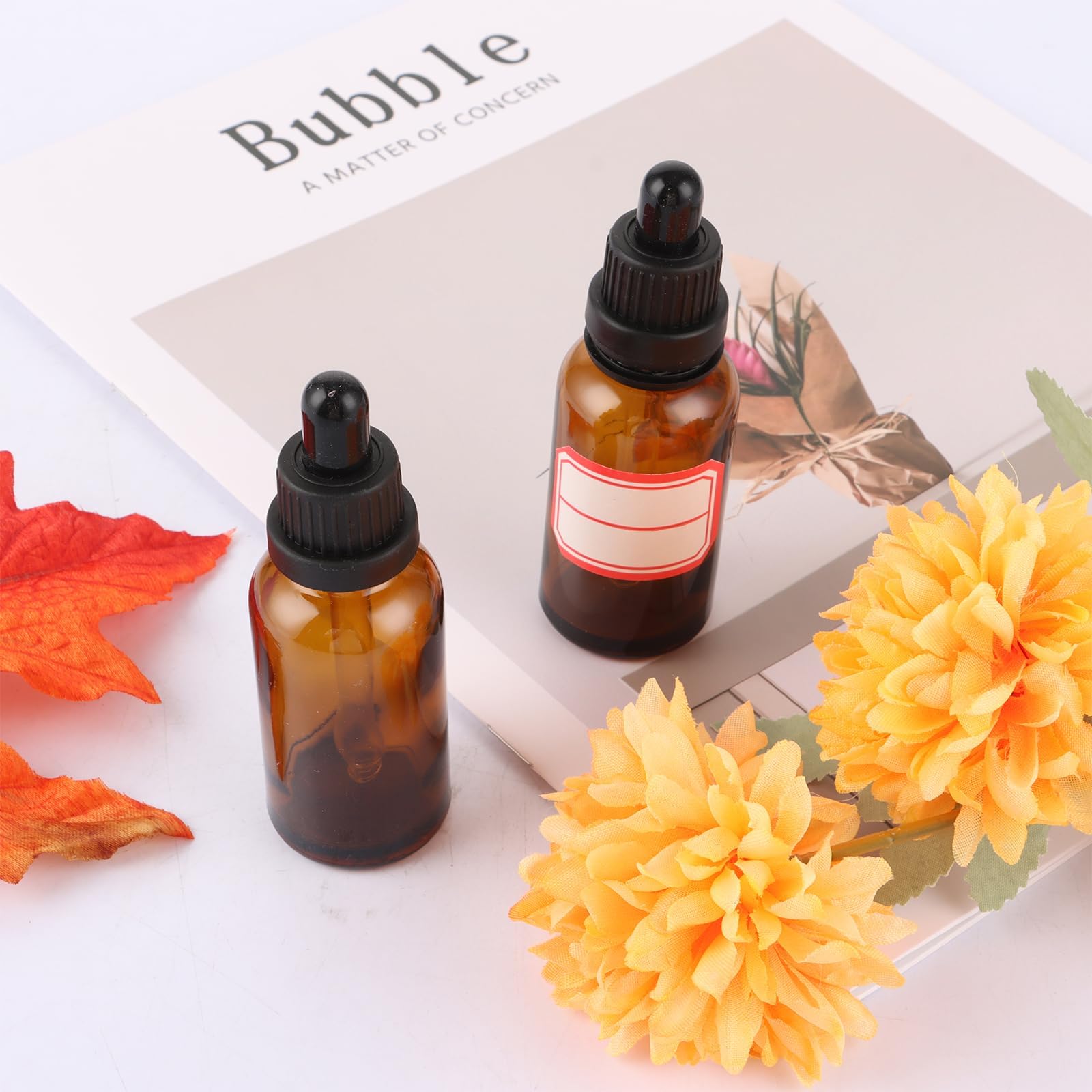 JMIATRY 24 Pezzi 30ML Bottiglie Contagocce di Vetro Ambrato con pipette, Flaconi bottiglie contagocce per Colonie, Miscele di Oli Essenziali, Profumi