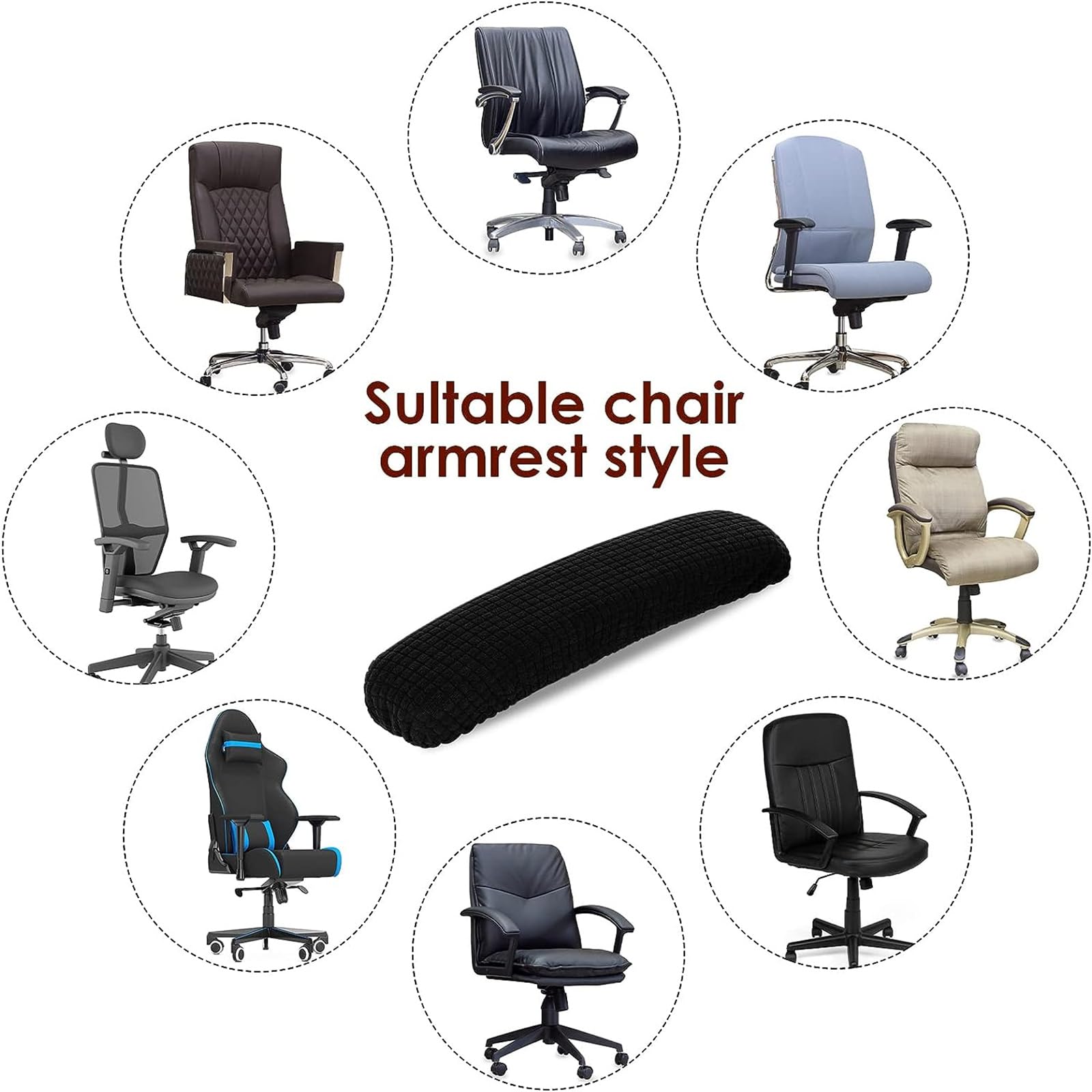 KALIONE 2 Pairs Office Chair Ar Covers, Arrest Slipcover Pads, Reovable Office Chair Cover - View #7