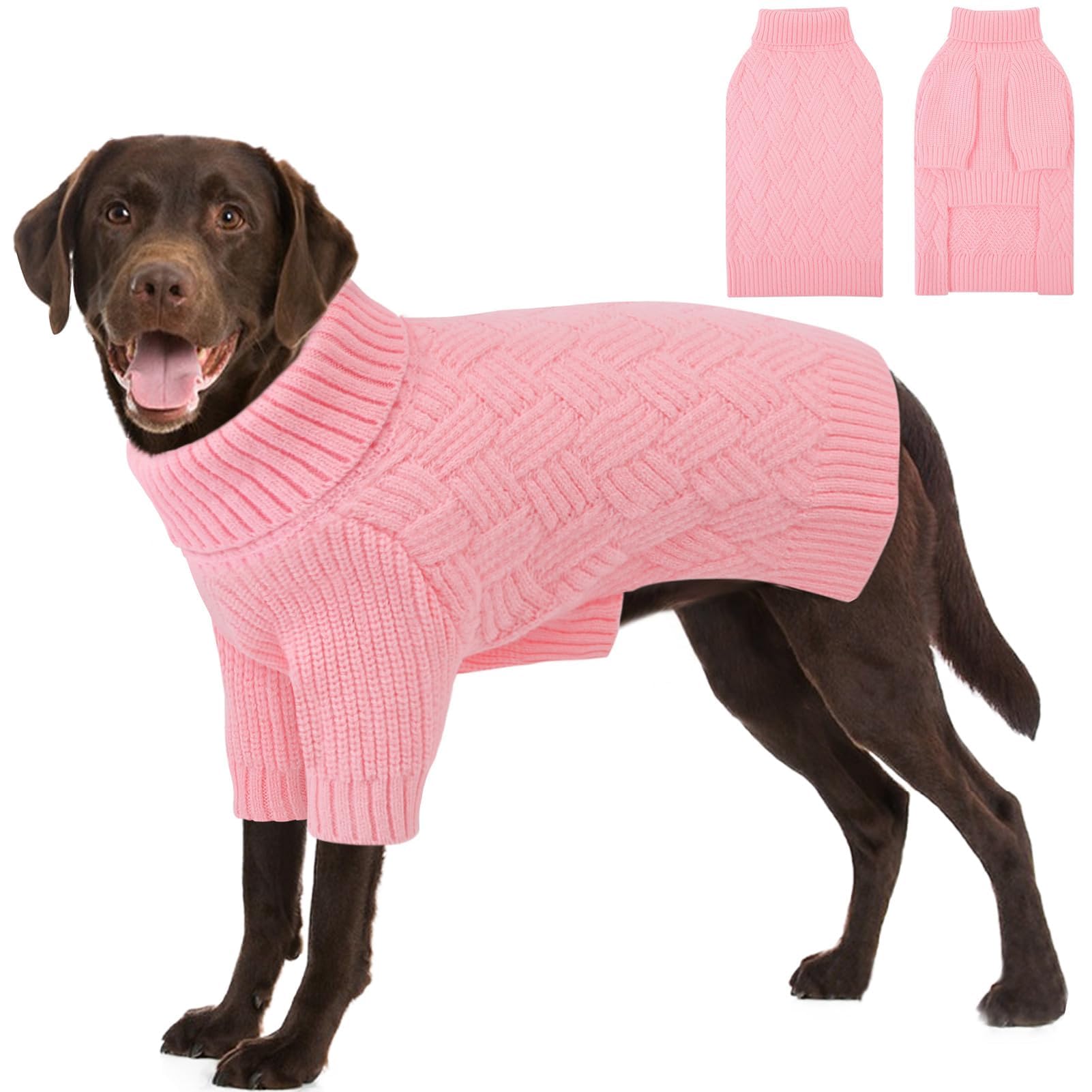 AOFITEE Maglione per Cani, Invernale Maglioncino Cane Taglia Grande con Collo Alto, Morbida e Calda Croci Maglioncini Pet con Maniche, Maglioni Cani Rosa per Dobermann, 2XL