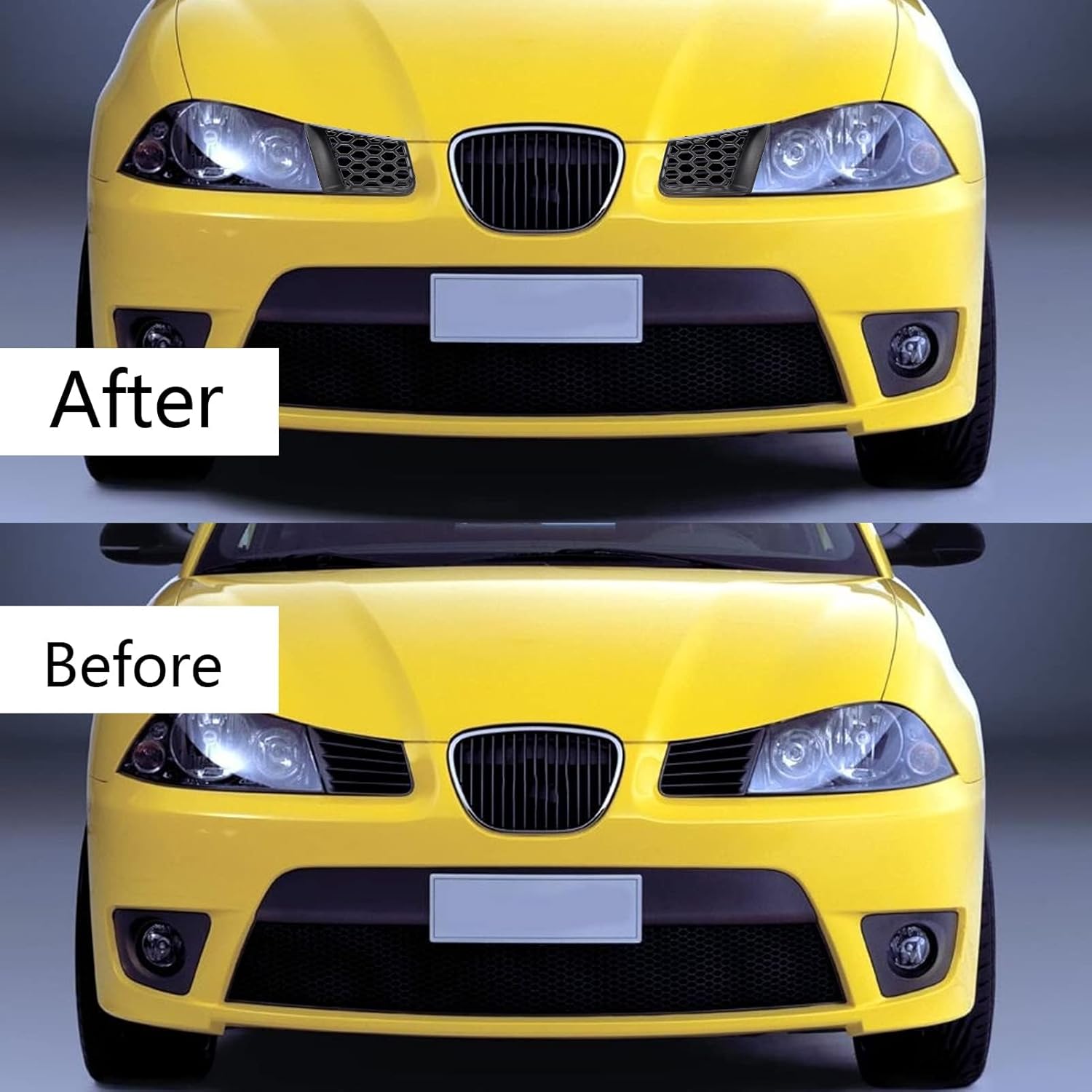 Aramox 2pcs Front Bumper Upper Grill Left Right Glossy Black Fog Light Grille Lamp Cover Replacement for Cordoba 6L 2002?2009