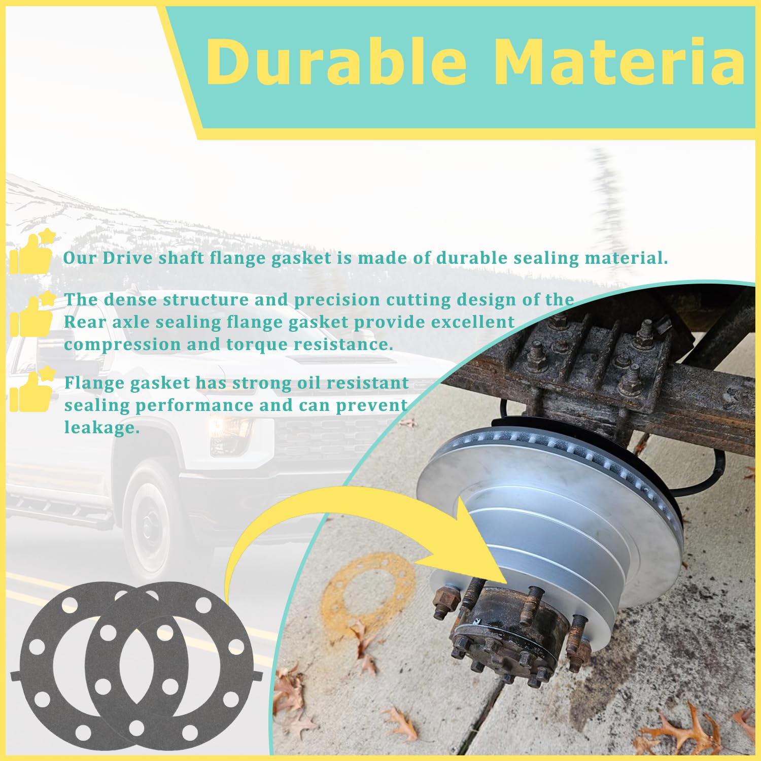2 PCS 926-966 Rear Axle Flange Gasket Kit, Dana 80 Axle Flange Gaskets Compatible with 2003-2018 Dodge Ram 2500/3500 Rear Axle Housing and Rear Differential