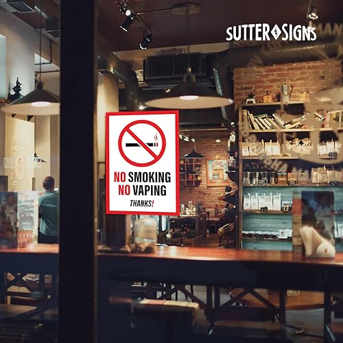 Miniatura 5 de 4 carteles de calcomanías de No Vaping No Smoking | Señal de No fumar o Vapor para negocios o para el hogar | Calcomanías de vinilo resistentes a la