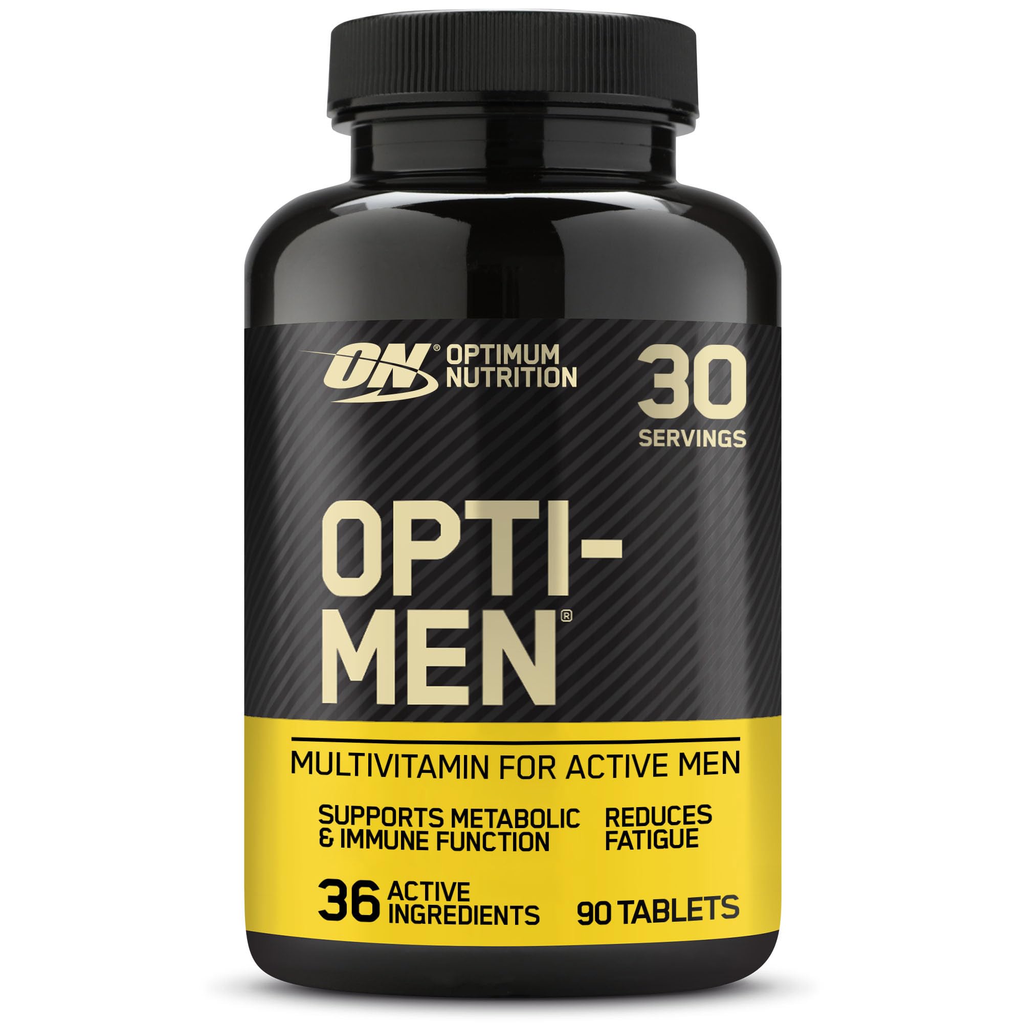 Opti-Men Multi-Vitamin Optimum Nutrition – suplement dla mężczyzn, zawiera witaminy D, C, B6 i aminokwasy, bez dodatków smakowych, 30 porcji, 90 kapsułek