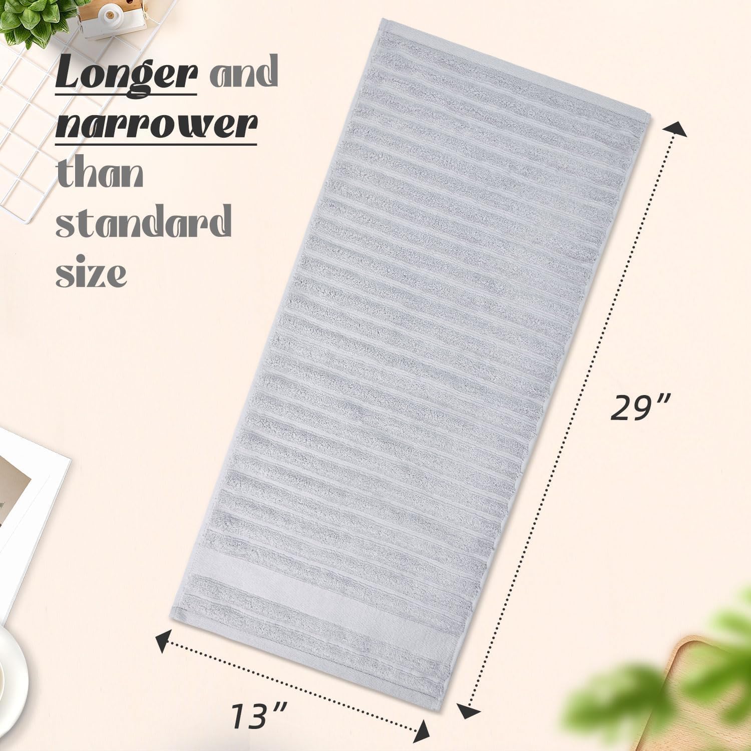 Jacquotha Light Grey Face Towels Set of 2 Ribbed - 480 GSM Cotton Ultra Soft, Luxury Textured Hand Towel for Spa Hotel Gifts - Image 2