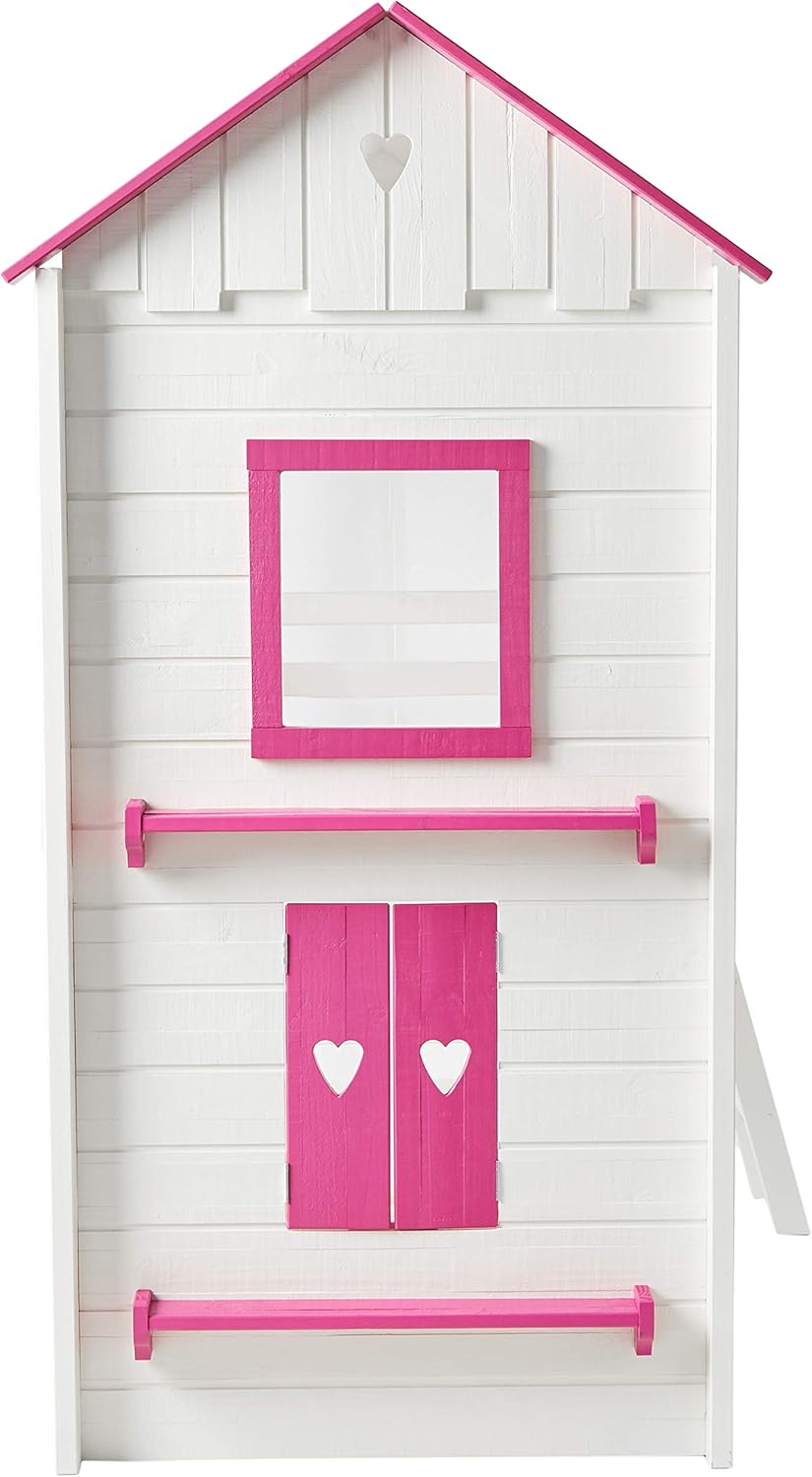 DONCO Kids Sweet Heart Novelty Twin Over Twin Bunkbed in White & Pink Finish