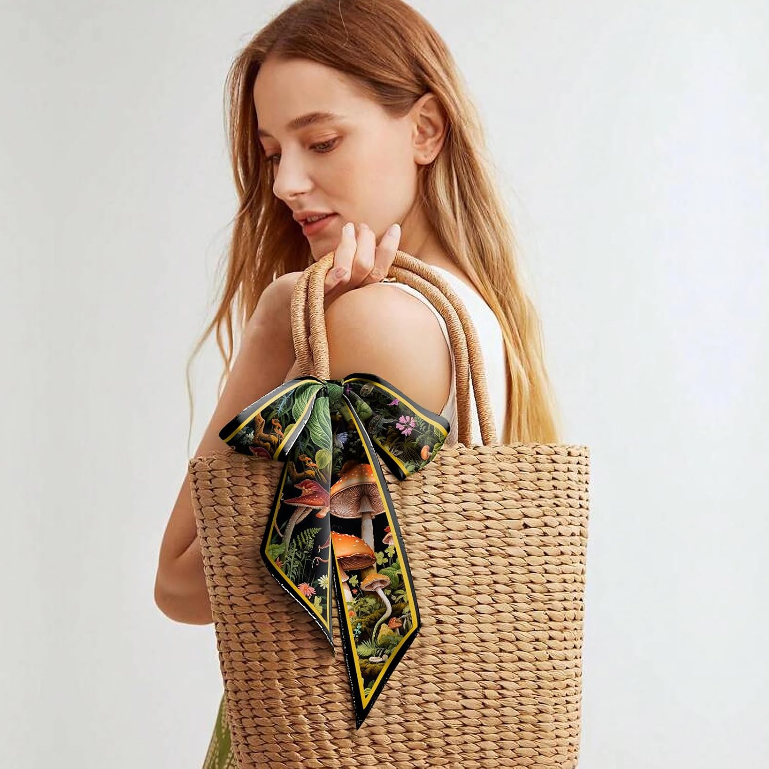 2PCS Scarf Silk Feeling Hair Head Satin Long Neck Fashion Scarfs for Bag Decoration Women Girls Cute 59 * 6.7” - Image 7