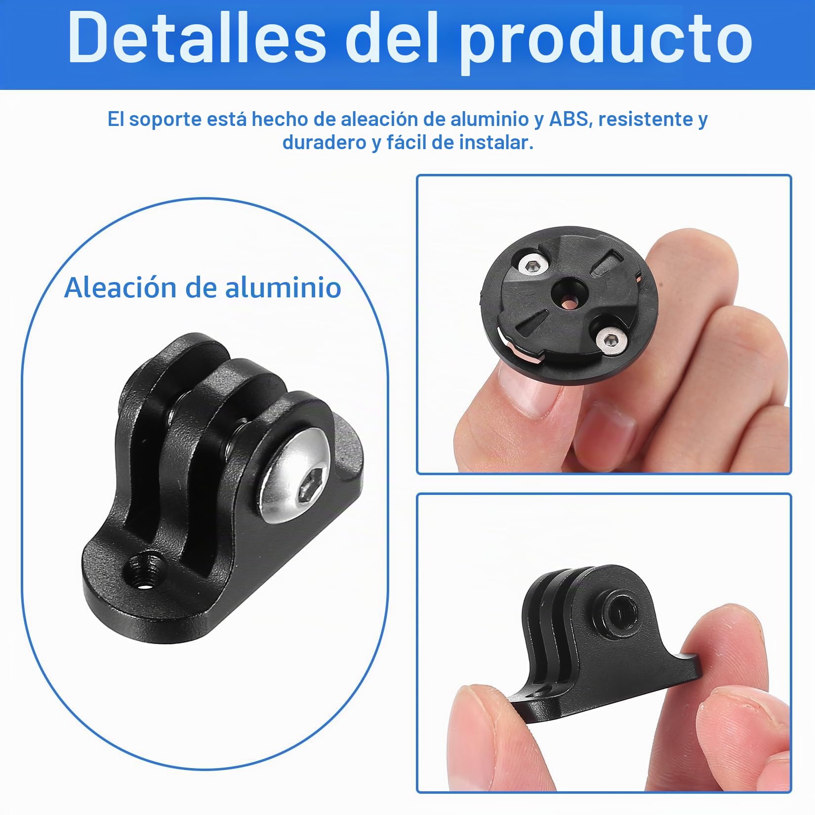 1 Juego Soporte Universal para Gopro y, Montaje para Bicicleta de Cámara de Acción y Computadora, Compatible con Edge (Distancia Entre Agujeros 22-24mm)