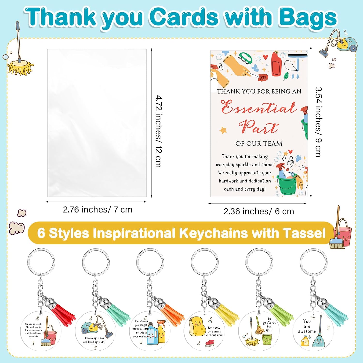 Equsion 36 Sets Housekeeping Week Gift Bulk Housekeeper Keychain