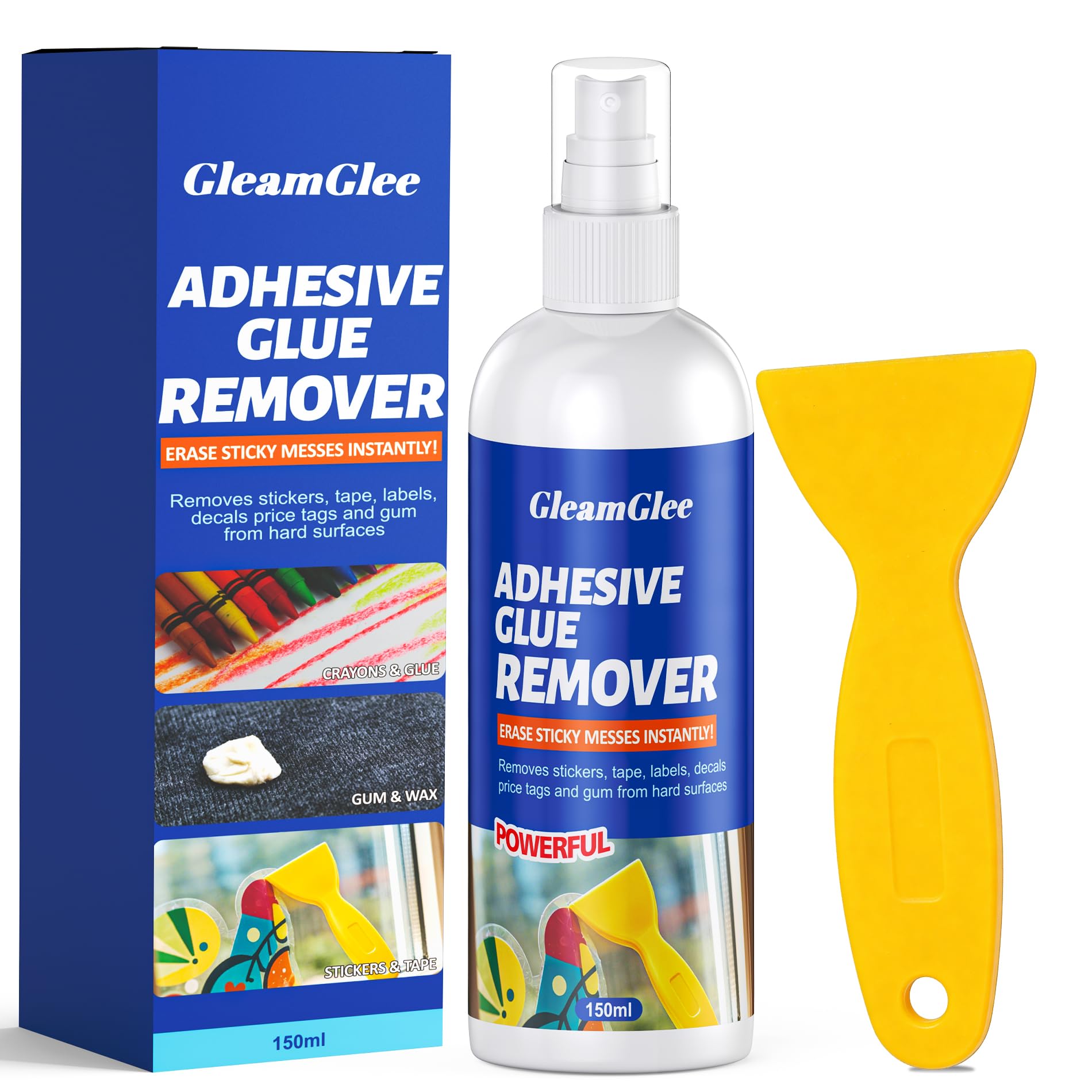 Adhesive Remover Spray 150ml with Scraper, Glue, Sticker and Label Remover