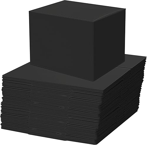 Juego de 25 cajas de envío de 6 x 4 x 4 pulgadas, caja de plástico pequeña negra para mudanzas, correo, embalaje, negocios y cajas de regalo de