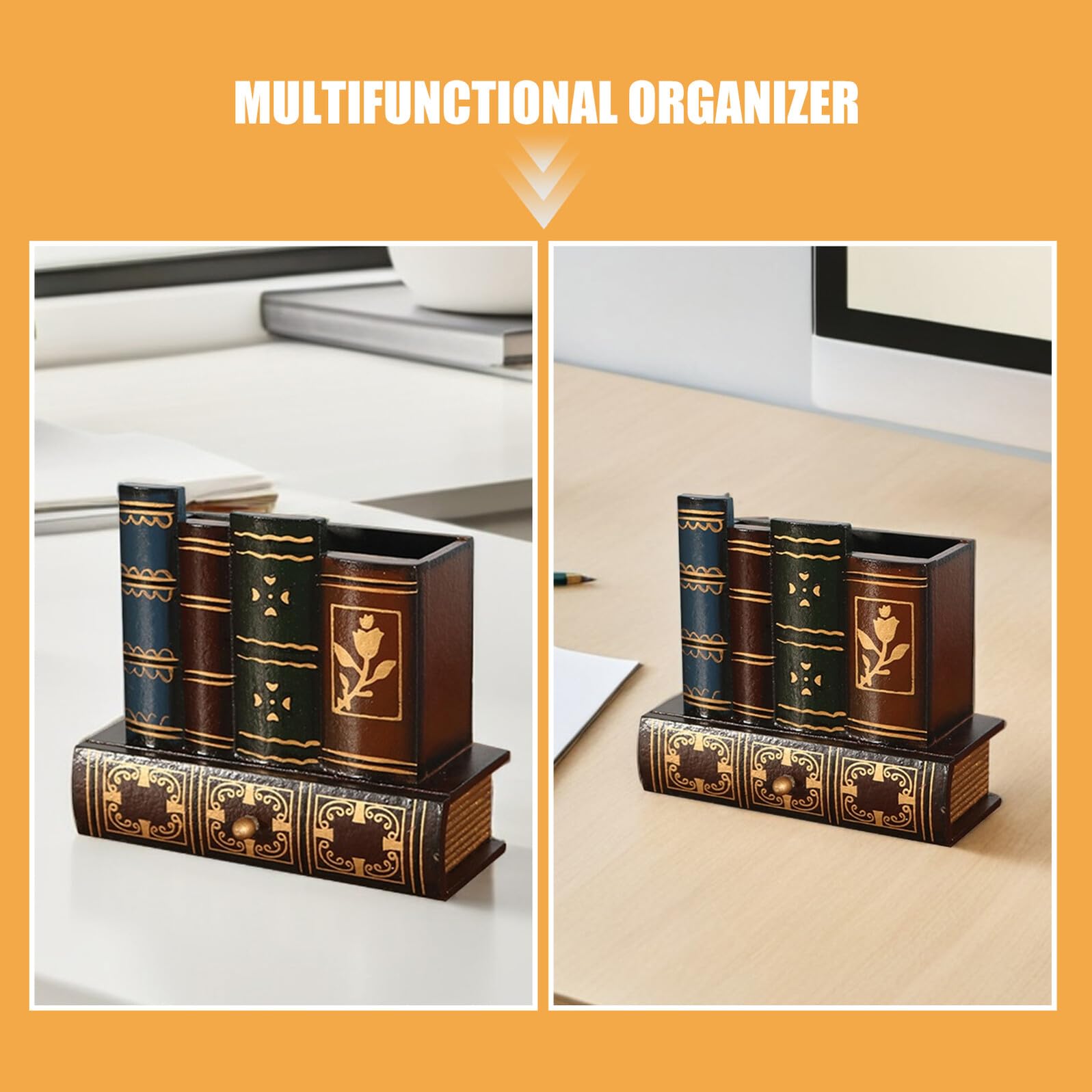 NUOBESTY 2 Stück Stiftehalter mit Schublade in Buchform