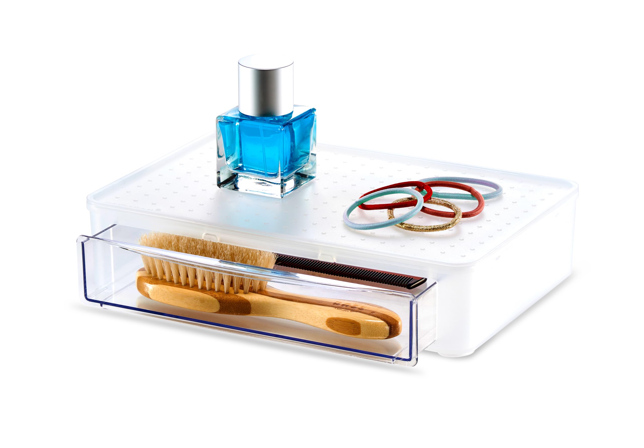 Madesmart Plastic Stacking Pull-Out Drawer for Bathroom Storage, Stackable Bathroom Organizer Drawer with Clear Front, Frost - Image 5