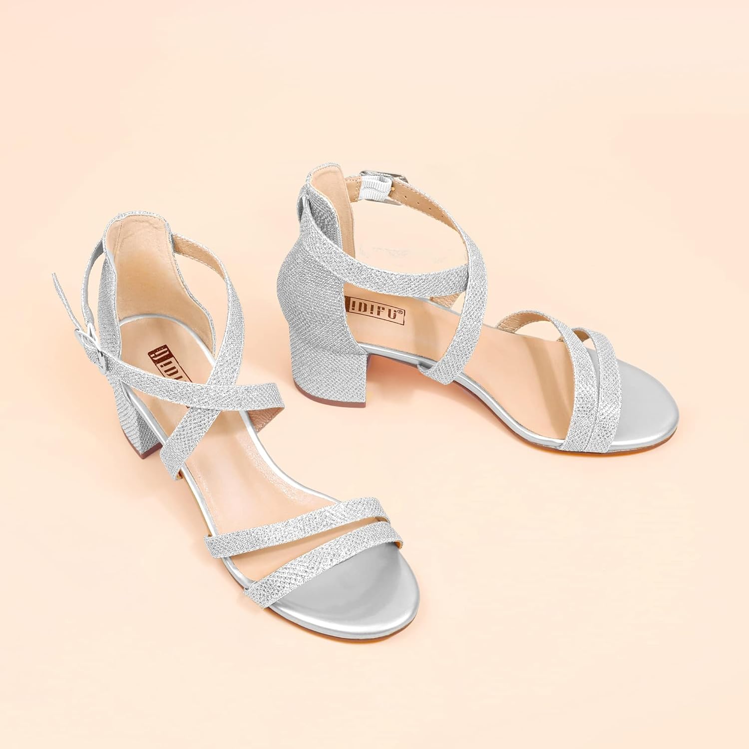 IDIFU Women's Block Low Chunky Heel Strappy Sandals Open Toe Ankle Strap Dress Wedding Evening Shoe for Women Bridal - Image 6