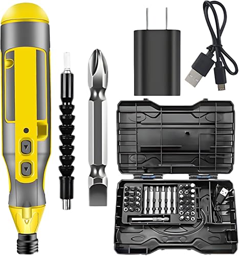 Electric Screwdriver Kit, Mini Cordless Screwdriver Kit with LED Light, 4.2 V Rechargeable Power Driver, USB Charging, Forward and Reverse Function, Ideal for Home Repair and Furniture Assembly
