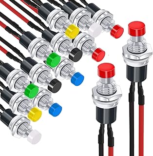 RUNCCI-YUN 14 Pcs 1A 250V AC 2 Pins SPST Normal Open Mini Momentary Push Button Switch with Pre-soldered Wires