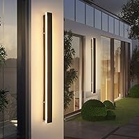 Vista 7 de Daoseolo Luces modernas para exteriores de 47 pulgadas, aplique de pared LED, lámpara de pared negra, 3 colores (3000 K4500 K6000 k), iluminación