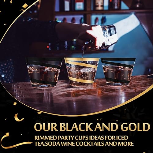 Vista 53 de Gejoy Vasos de plástico con borde de 9 onzas, vasos desechables para beber vino, vasos transparentes y elegantes de Halloween para suministros