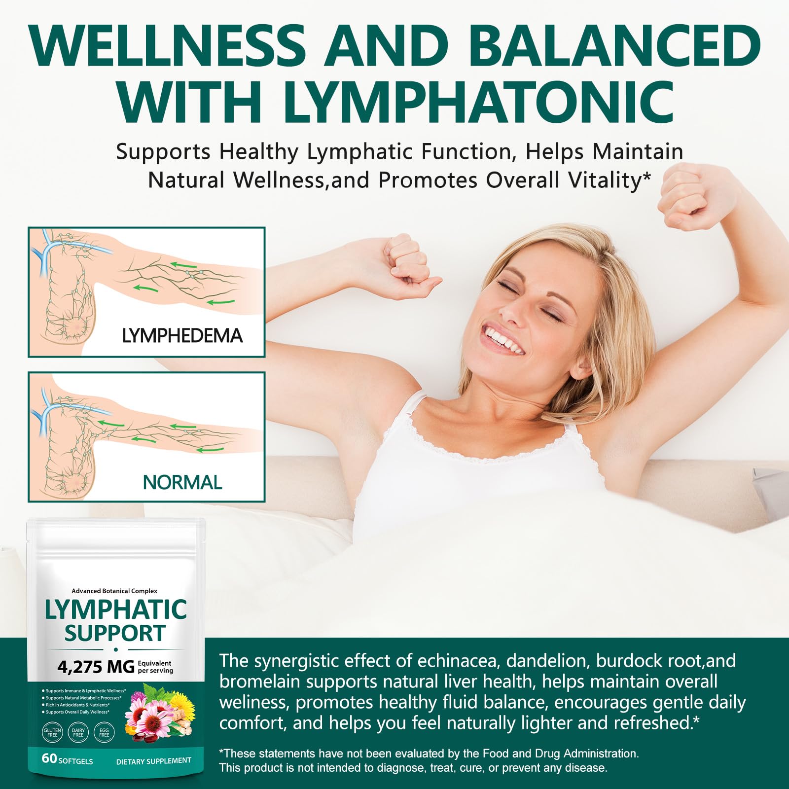 Lymphatic Drainage Supplements, Lymph System Support Supplement for Women & Men, Promotes Healthy Circulation & Fluid Balance, Natural Herbal Blends - 240 Softgels — Amazon image 5
