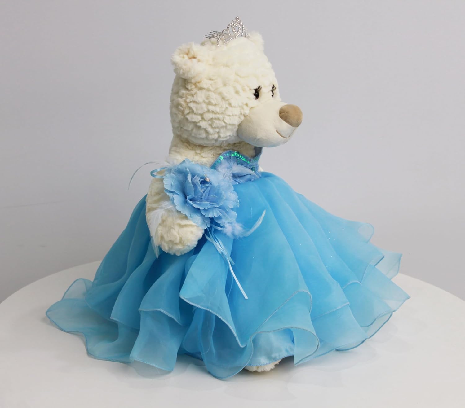 KINNEX COLLECTIONS SINCE 1997 Large 20” Quinceañera Teddy Bear Centerpiece – Elegant Dress, Oversized Keepsake Gift for 15 Años, OSO Quinceañera Decoración B16831-4 (Babyl Blue)