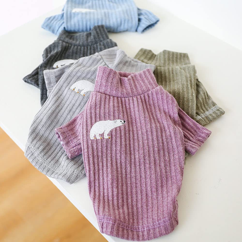 Ropa para Perros y Gatos, suéter cálido para Mascotas pequeñas, Camisa de poliéster, Ropa para bichón (Morado, L)