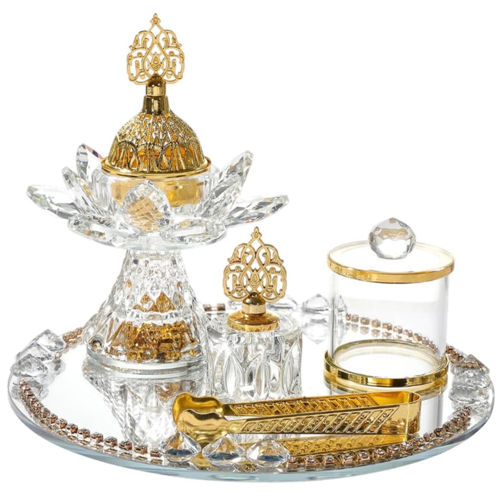 Brûleur d'encens en verre lotus pour vos décorations du Ramadan style arabe