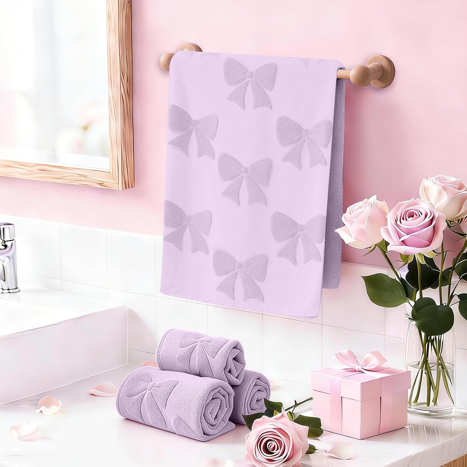 4 PCS Cotton Towel Set Contain 2 Hand Towels 14x30in & 2 Wash Coths 14x14in image 3