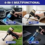 Voiture Vaccum Portable sans fil, 26000Pa Aspiration avec moteur sans brosse, 4-in-1 Main tenue Mini Aspirateur compact avec 3 Modes d'aspiration, Frais de type C pour le bureau de la voiture d'intérieur, Noir