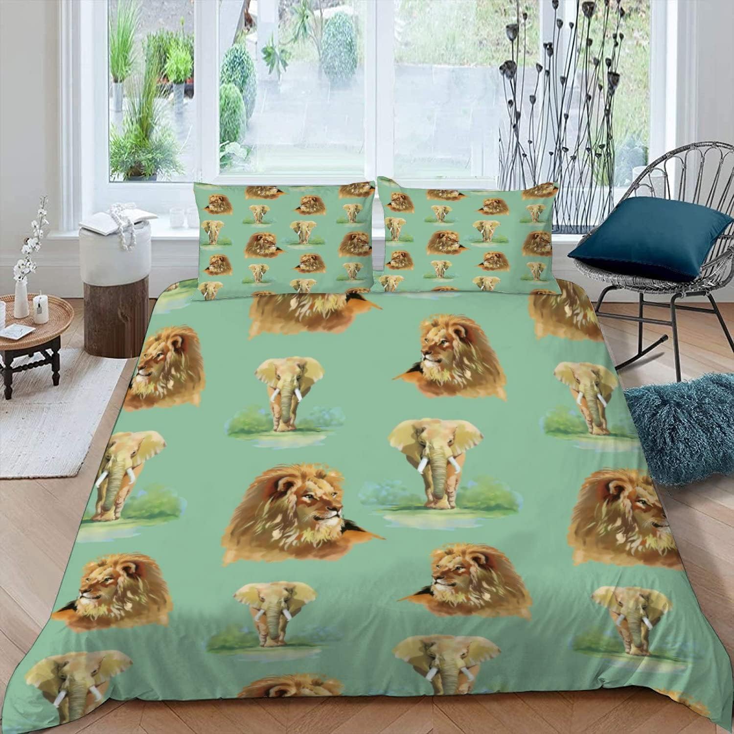 Housse de couette lion avec fermeture éclair pour un lit vite fait et propre