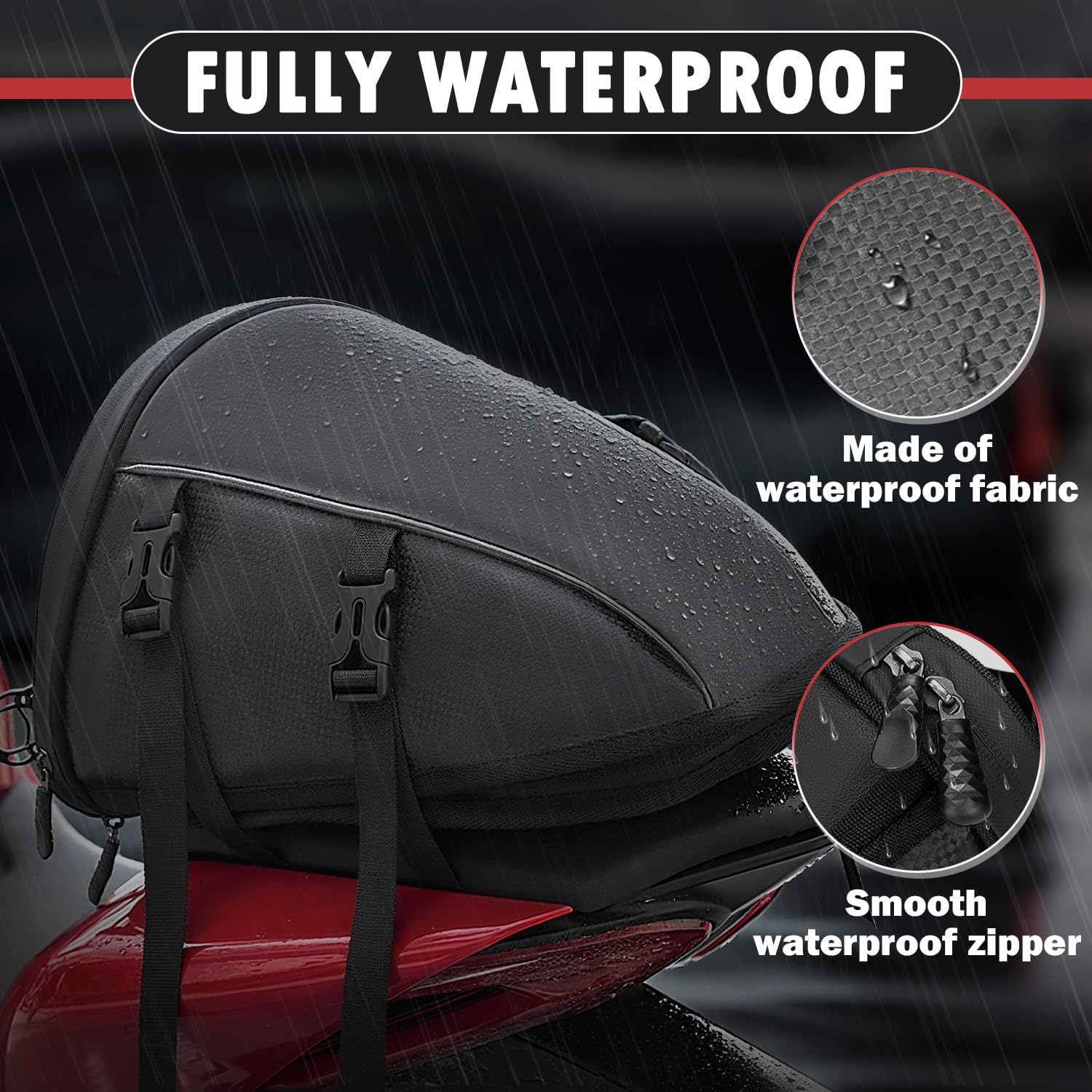 Motorrad Hecktasche, 10-14L Tankrucksack wasserdichte Tasche, Outdoor Sport Motorrad Rücksitz Leichter Werkzeug Tragetasche mit Schultergurt