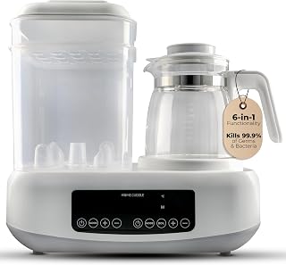 Multifunction Baby Bottle Sterilizer and Dryer – Electric Steam Sterilization, Breast Milk & Formula Heater, Compact Warmer with Temperature Control, Baby Essentials