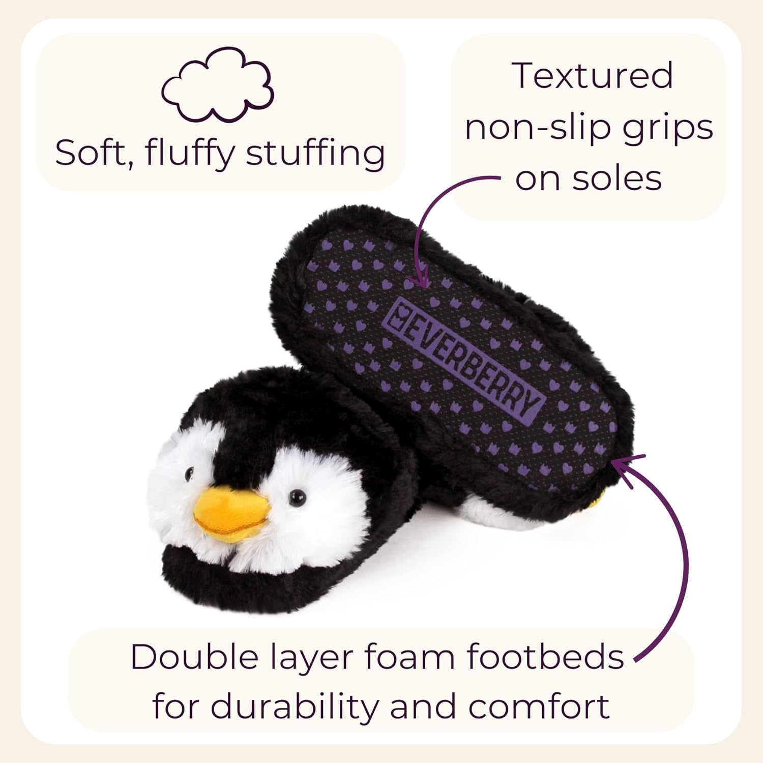 Fuzzy Penguin Slippers for Women and Men - Fluffy Plush Animal Slippers for Adults - Image 6