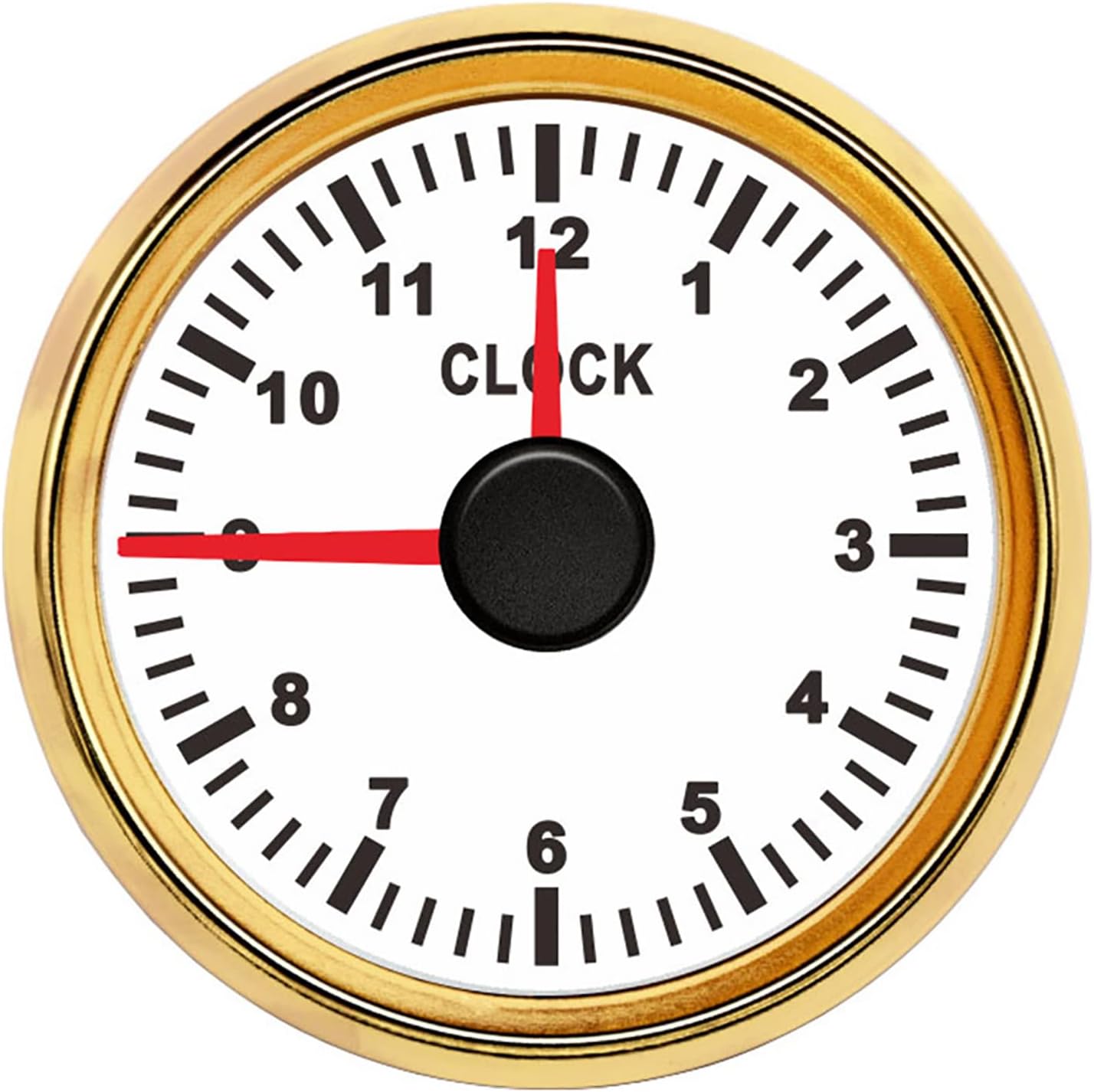 Clock Meter Gauge, 52mm/2in Universal 0‑12 Hourmeter Clock Instrument Panel Gauges Display Red Backlight 12V/24V for RV Car Boat Yacht