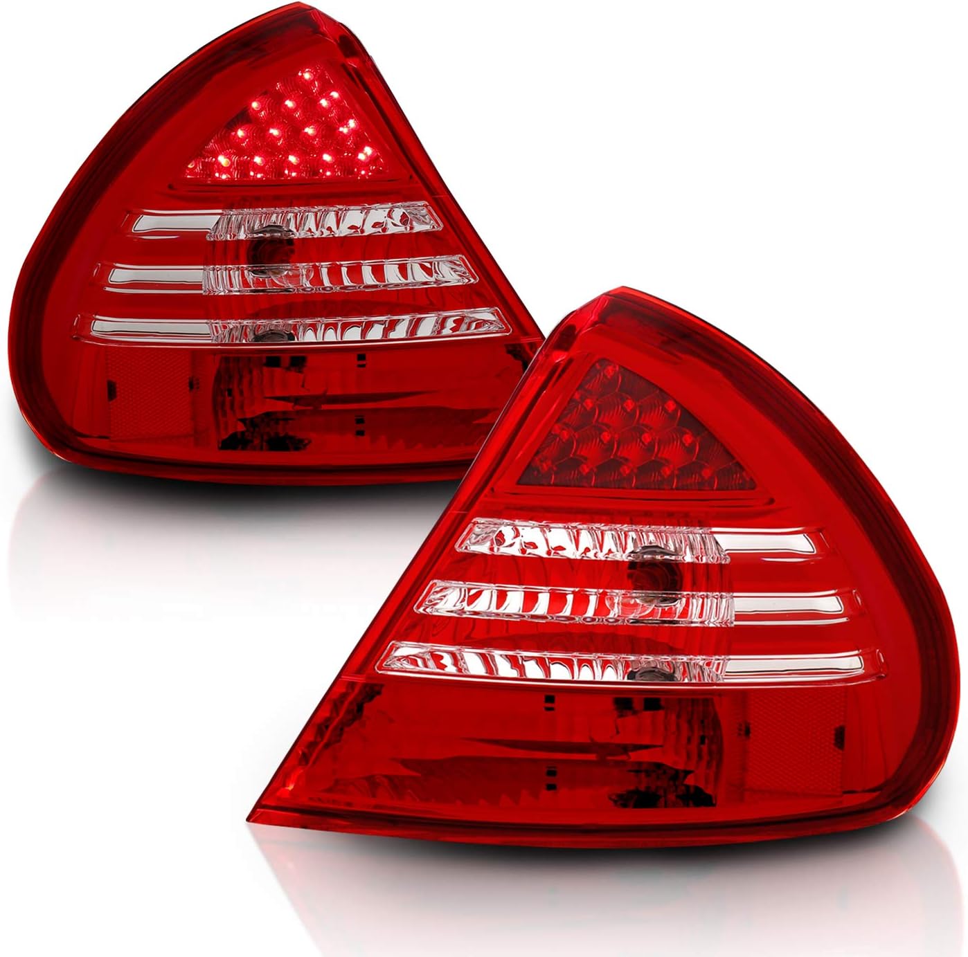 AmeriLite L.E.D Taillights Red/Clear for Mitsubishi Mirage - Passenger and Driver Side